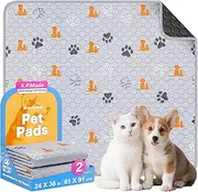 X.P.Made Washable Dog Pads, Reusable 2 Pack Puppy Pads, Waterproof Crucial for Dog Potty Training, Extra Large for Crate, Playpen, Whelping, Durable & Absorbent, Orange 24"x36"