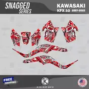 Graphics Kit for Kawasaki ATV KFX50 (2007-2022) Snagged-Red (16 Mil)