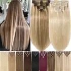 100% Thick Remy Clip In Human Hair Extensions Double Weft Full Head Highlight