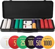SLOWPLAY Godel Ceramic Poker Chips Set for Texas Hold'em, 500 PCS [with Numbered Values], 39mm & 10g Each | Features a High-end Chip case with Extra Durable German Polycarbonate Shell