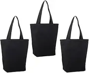 Canvas Tote Bags, Wanfoou 3-Pack Cotton Tote Bag, Lightweight Medium Reusable Grocery Shopping Cloth Bags, Suitable for DIY, Promotion, Advertising, Giveaway, Gift, Activity, 35x38cm