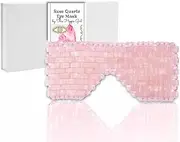 Rose Quartz Eye Mask by This Hippie Girl, Handcrafted Crystal Cut, Depuff for Puffy Eyes, Relieve Stress, The Cold-to-The-Touch Rose Quartz is Weighted for Comfort, Eye Mask for Facial