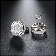 Ear Studs Gold and Silver Colored Earrings Zirconia Round Earrings Ladies' Jewelry Accessories Ear Stud (Size : Silver Color)