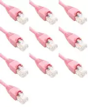 25 Feet Cat6 Ethernet Network Patch Cables Pink RJ45 m/m (10 Pack)