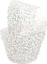 GOLF 100Pcs Cupcake Wrappers Artistic Bake Cake Paper Filigree Little Vine Lace Laser Cut Liner Baking Cup Wraps Muffin CaseTrays for Wedding Party Birthday Decoration (White)