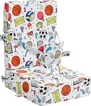 Toddler Booster Seat for Dining Table, Non Slip Booster Seat Pad with Backrest Waterproof PVC Booster Chair Cushion Comfortable Kids Booster Seat with Safety Belt for Toddlers Eating(White)