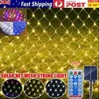 Solar LED String Fairy Net Lights Curtain Mesh Christmas Party Garden Outdoor