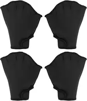 uxcell Webbed Swim Gloves, 2 Pairs Unisex Swimming Resistance Gloves Water Resistance Training Accessories for Swimming and Diving, S Black