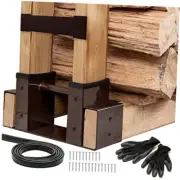 Outdoor Firewood Log Storage Rack | 2x4 Bracket kit | Adjustable to Dark Brown