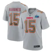 Men's Nike Patrick Mahomes Gray Kansas City Chiefs Super Bowl LVII (2022 Season) Patch Atmosphere Fashion Game Jersey