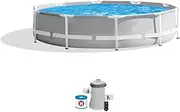 GHFGHVBN Outdoor Above Ground Swimming Pool kit with 3-Layer PVC Material and Crystal Clear Filtration, Suitable for Outdoor use (Color : Gray, Size : 305 * 76cm)