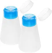 HONMEET 2 Pack Pet Plastic Press Bottles Empty Dispensers for Lotion Refillable Makeup Container Astringent Cleansing Portable Mini Size Random Color