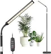 Floor A Head Grow Light for Indoor Plants, Full Spectrum LED Growth Lamp with 3/9/12H Timer and Base, 10-Level Dimmable,Adjustable Height and 360 Degree Gooseneck for Large Tall Small Plants