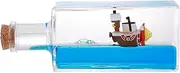 Unsinkable Ship Desktop Ornaments, One Piece Ship in a Box, Floating Black Pearl Boat Ornament, Fluid Wavy Unsinkable Ship Decor for Car Paperweight Desk Toy Gifts Model Home Decor blue bottled