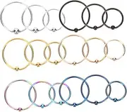 [Hohopeti] 18Pcs Stainless Steel Nose Rings and Studs for Body Piercing Jewelry Loops Elegant and Durable Design for Women and Men