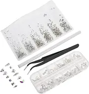 Angoily 1 Set Ab Crystal Nail Art Rhinestones Kit Multi Shapes Flatback Gems with Pencil and Tweezer for Creative DIY Nail Decorations