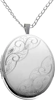 [Alexander Castle] Sterling Silver Oval Locket Pendant with 18" Chain & Jewellery Gift Box