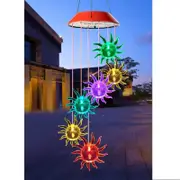 Catzon Sun Solar Wind Chimes Colors Changing Light for Garden Terrace-Red