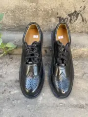 Scottish Men's Kilt Shoes Highland Ghillie Brogues Black PU Leather Boot