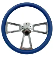 18" Polished 5 Hole Steering Wheel Blue Wrap Peterbilt Kenworth Freightliner