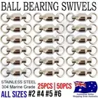 SS Ball Bearing Crane Swivels Fishing Swivel Barrel BULK BUY #12 #10 #8 #6 #4