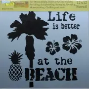Large Palm Tree Tropical Beach Life Stencil 12" Hisbicus Pineapple Wall Template