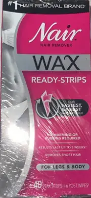 3 PACK Nair Hair Remover Wax Ready-Strips, 40 X3=120 Wax Strips + 18 Post Wipes