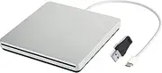 Aouan External CD DVD Drive Burner/Portable/Slim/Reader/Type-c/USB-C Drive(Equipped with USB 3.0 Adapter) for MacBook Pro/PC/Mac/Laptop/Air Windows7/ Windows8 /Windows10 (Sliver)