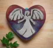 Raku Potteryworks Mini Heart Stone- Angel