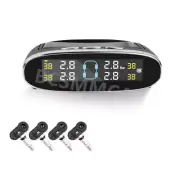 Wireless Solar TPMS LCD Car Tire Pressure Monitoring System W/4 Internal Sensors (for: Peugeot)