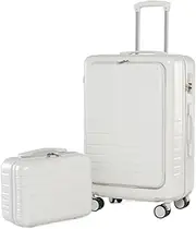[VONGAZ] Suitcase Luggage Luggage Suitcase Piece Set Carry On ABS+PC Spinner Trolley,Durable Travel Luggage Carry On Luggages Suitcases (Color : Bianco, Size : 20+14in)
