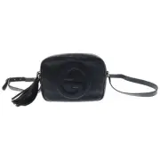 GUCCI Blondie Small Shoulder Bag Black Leather 742360 Diagonal Bag Gold Hardware