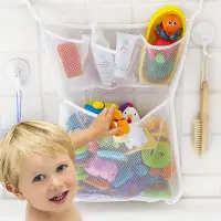 在飛比找蝦皮購物優惠-批發價 洗澡玩具收納袋網袋 浴室玩具掛袋字母收納籃 兒童卡通