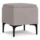 Natasha 18" WD Square Storage Ottoman with Tray in Cloud Gray Polyester Linen