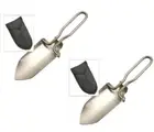 TWO! MINI Stainless Steel FOLDING SHOVEL Camp Survival + CASE Camping