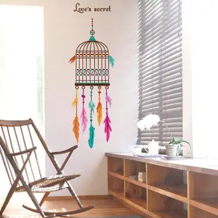 【橘果設計】羽毛鳥籠 壁貼 牆貼 壁紙 DIY組合裝飾佈置