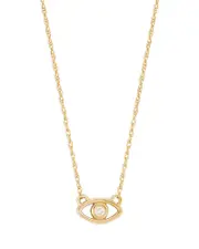Moon & Meadow 14K Yellow Gold Diamond Evil Eye Pendant Necklace, 16-18