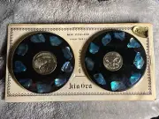 NOS--2 New Zealand Paua Shell Coasters w/ 20 & 10 cent Coins 1970s