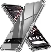 USTIYA Case for Google Pixel 6 Clear TPU Four Corners Protective Cover Transparent Soft