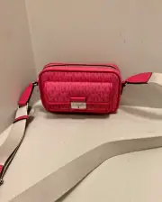 Michael Kors Bradshaw Women XS MK Logo Pocket Camera Crossbody Bag - Dragonfruit