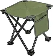 Portable Folding Stools – Lightweight Oxford Seat, Quick Open Camping Setup | Side Pocket Compact Frame, Anti-Slip Base Support Structure for Walking BBQ Gardening Beach Outdoor Fishing Use