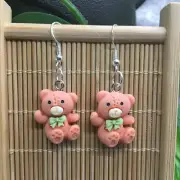 1.5" Silver-tone Bear Earring Set Bohemian Retro Dangle Drop New Free Ship 9628
