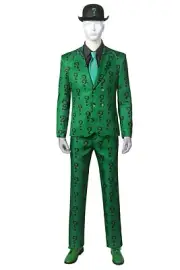 Batman 1996 Riddler Full Set Uniform Cosplay Costume Halloween + Shoes