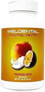WELdental Xylitol Mints 300 Tablets, Increases Saliva Production, Helps Moisten Dry Mouth (Tropical Fruit)