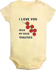 [iDzn] Baby I Love You From My Head Tomatoes Funny Romper Newborn Bodysuits Infant Jumpsuits Tomato Pun Bay Clothes Outfits