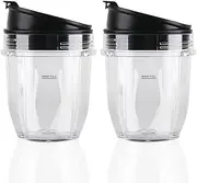 2 Pack Replacement Parts Cup with Lid,Compatible with Ninja Blender Auto iQ BL480 BL482 BL642 NN102 BL682 BL450 BL2013 (2 12oz)