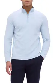 Bugatchi Quarter Zip Pullover in Air Blue at Nordstrom, Size Xx-Large