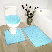 3-Piece Bathroom Bath Mat Bath Contour Rug Bath Toilet Lid Memory Foam Set