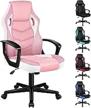 ALFORDSON Upholstery Home Ergonomic Desk Chair with Height Adjustable SGS Listed Gas Lift, PU Leather Office Chair, Mega Pink Padded Computer Chair for Gaming, Max 180kg