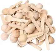 BQLZR 7.5x2.4x1.3cm Small Round Wooden Kitchen Spoons for Salt Seasoning Honey Coffee Spoon Pack of 50